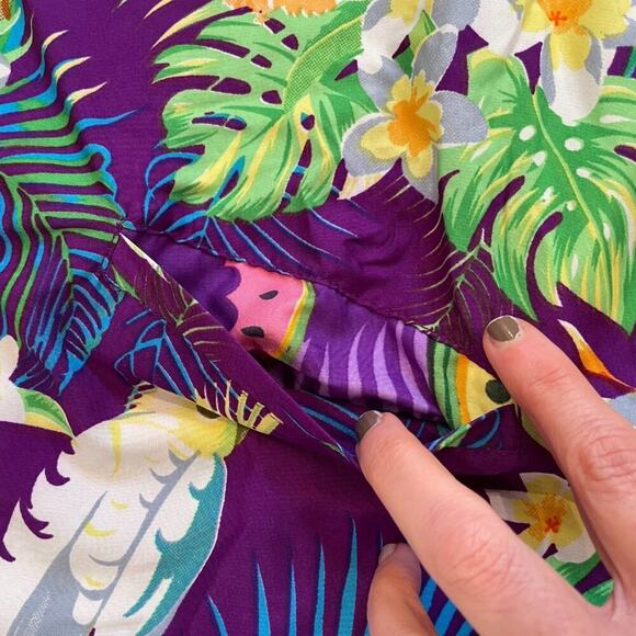 King Kameha Tropical, Floral, Pineapple, Bird, Hawaiian Button Down Shirt, 2XL - Picture 4 of 13